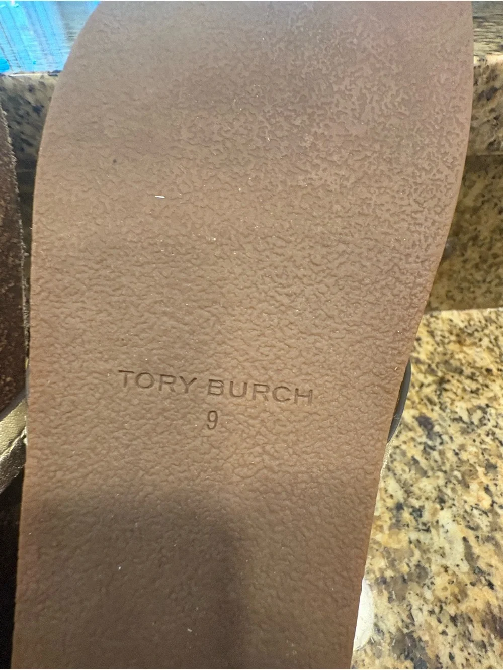 Tory Burch Miller Cloud Thong Sandals Leather Gold Metallic Natural Cork Size 9